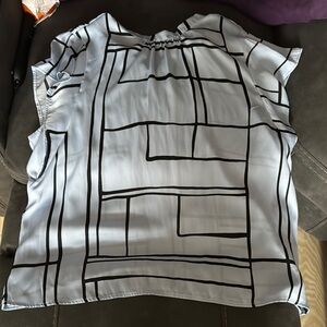 Nine West Gray and Black Blouse Stylish Top
